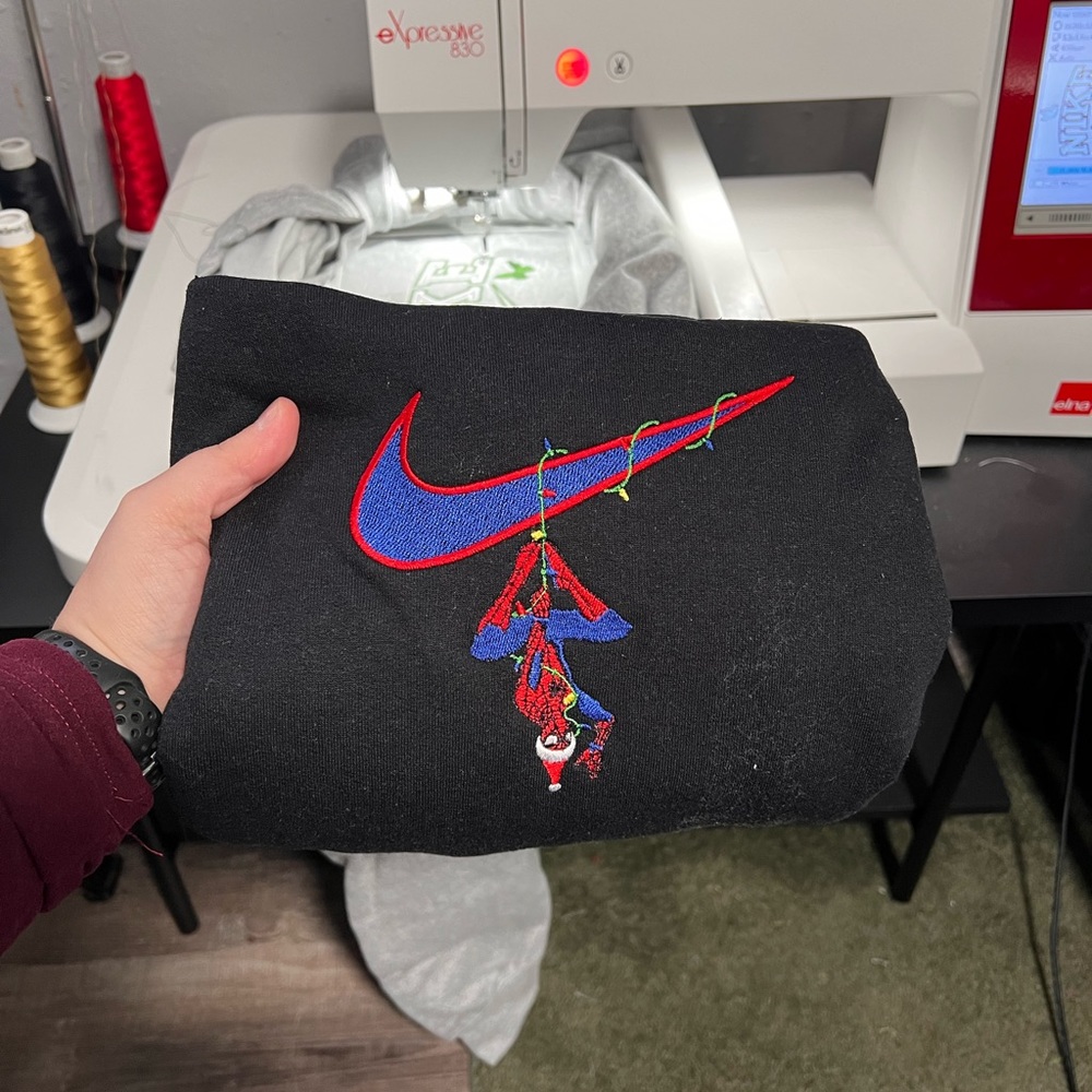 HOODIE - Christmas spiderman embroidered sweatshirt